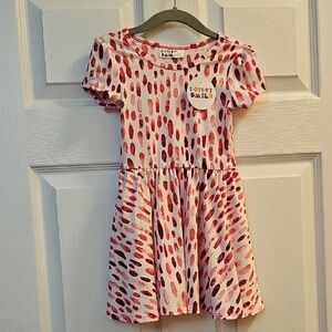 Dot Dot Smile Pink and Orange Puff Sleeve Sundress